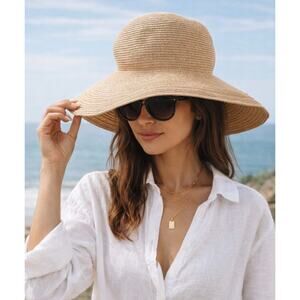 San Diego Hat Co Wide Brim Floppy Sun Hat Straw Beach Resort Tan OS Minimalist